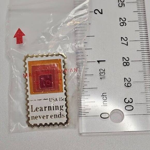 "Learning never ends" USA 15c Stamp Lapel Pin Commemorative 1.25 in X .5 in - Picture 5 of 6
